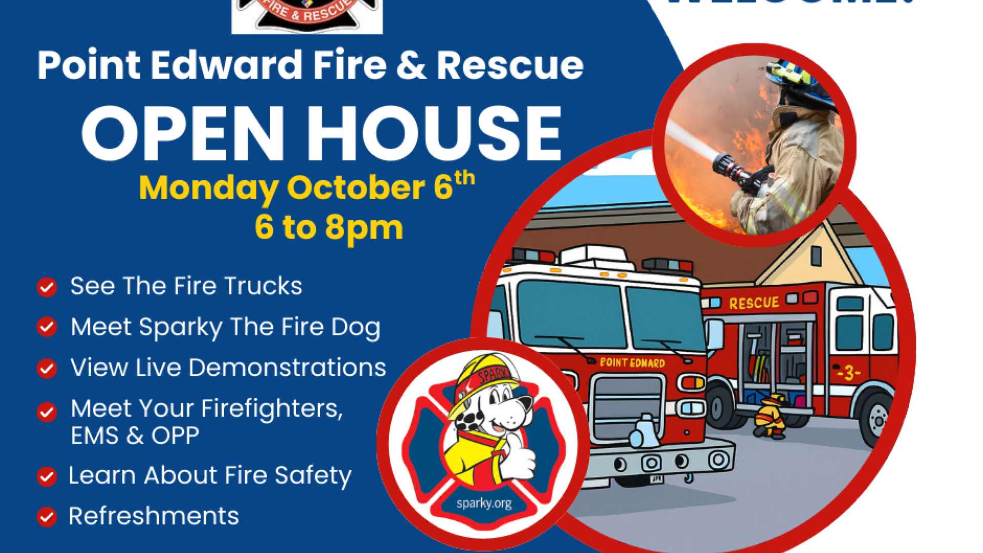 Picture with fire trucks and Open House Details